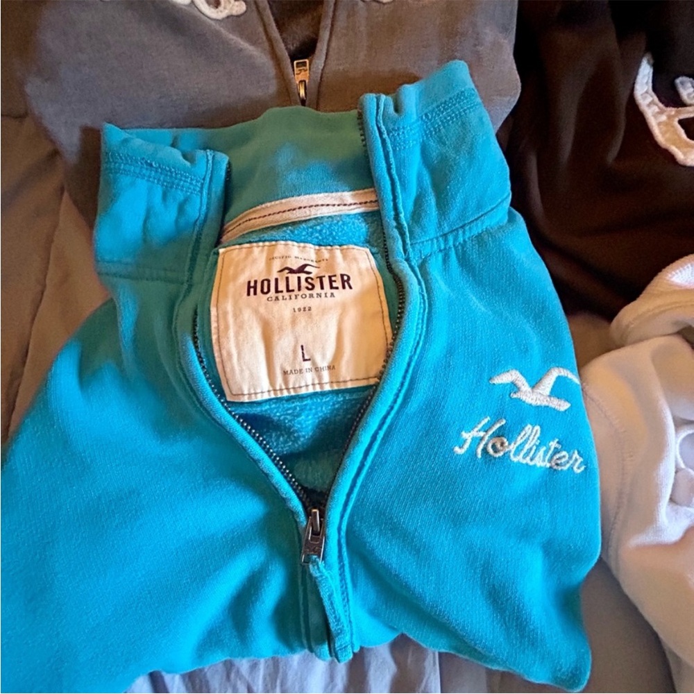 2000 Hollister Teal Zip-Up Hoodie